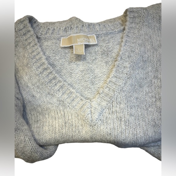 Michael Kors Donegal Sweater Women’s Large Gray Flecked V Neck Alpaca - Picture 8 of 9